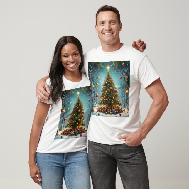 T-shirt Arbre de Noël Lumineux, (Unisexe)