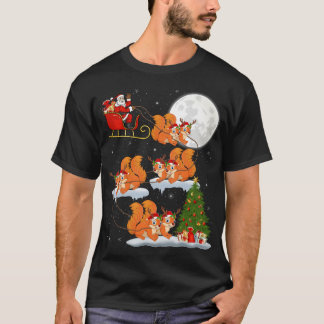 T-shirt Arbre de Noël lumineux drôle Santa à cheval sur un
