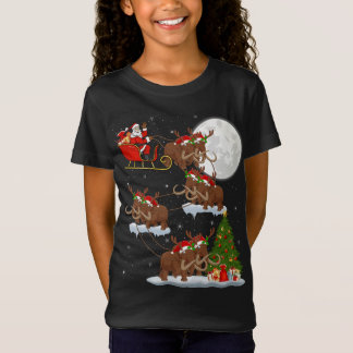 T-Shirt Arbre de Noël lumineux Santa chevauchant un mammou