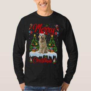 T-shirt Arbre de Noël lumineux Santa Chien Retriever doré