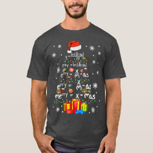 T-shirt Arbre de Noël Math Avec Le Chapeau Père Noël Ensei