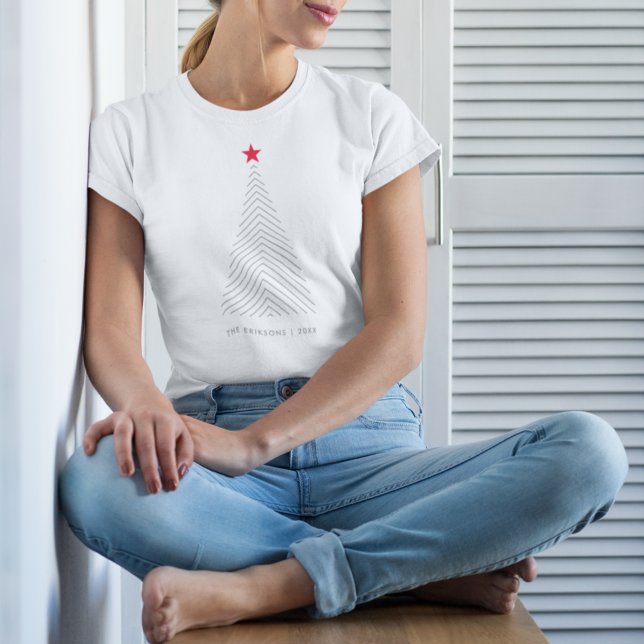 T-shirt Arbre de Noël minimal | Red Star Clean Simple (Créateur téléchargé)