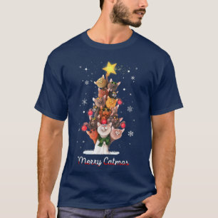 T-shirt Arbre de Noël moche Noël drôle Noël Noël Chat cade