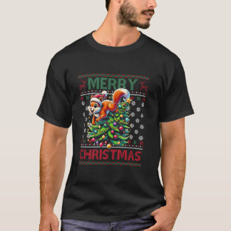 T-shirt Arbre de Noël moche Santa Hat Lights Snowflakes