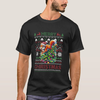 T-shirt Arbre de Noël moche Santa Hat Lights Snowflakes