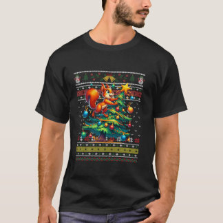 T-shirt Arbre de Noël moche Santa Hat Lights Snowflakes