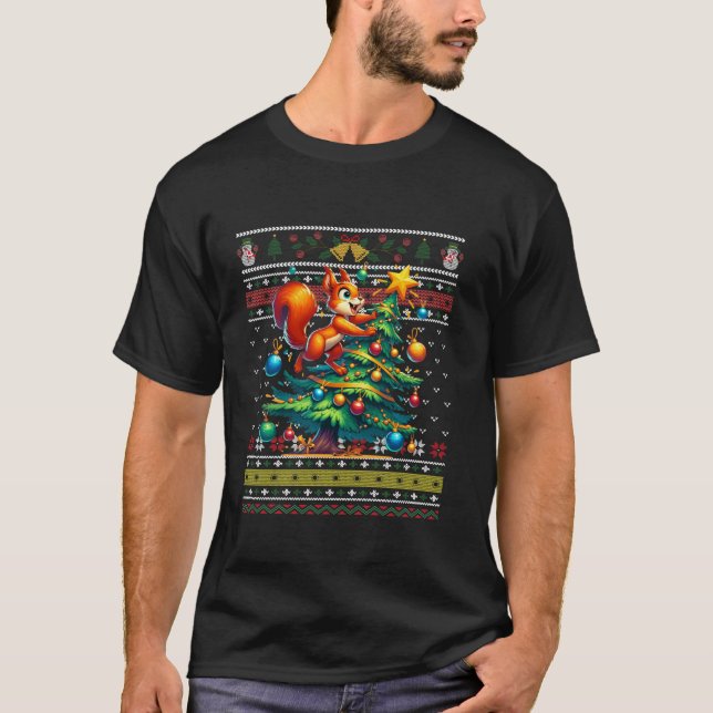 T-shirt Arbre de Noël moche Santa Hat Lights Snowflakes (Devant)