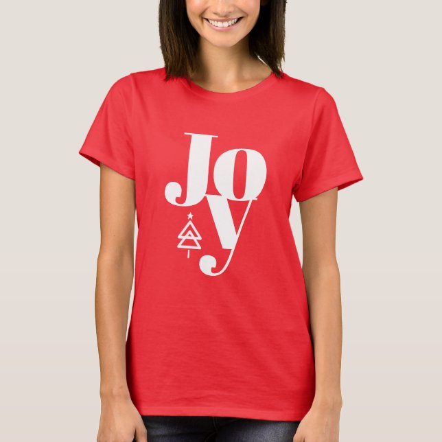 T-shirt Arbre de Noël moderne branché Joy Chemise Rouge (Devant)