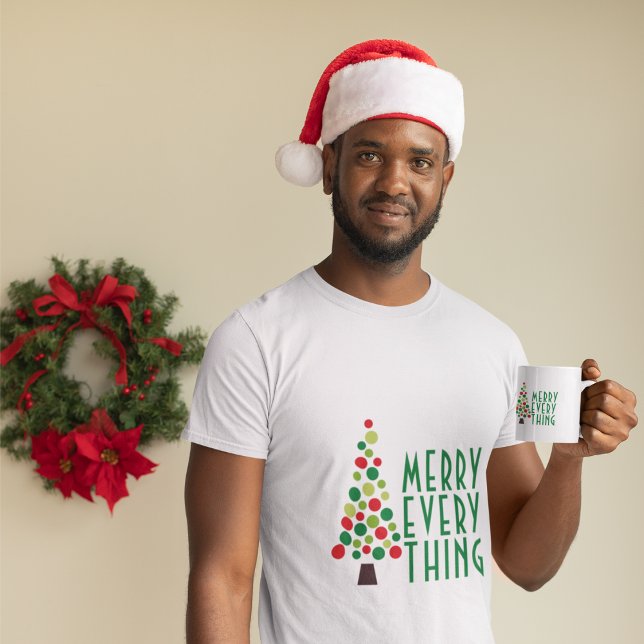 T-shirt Arbre de Noël Moderne Joyeux Tout  (Holiday tee with matching mug available)