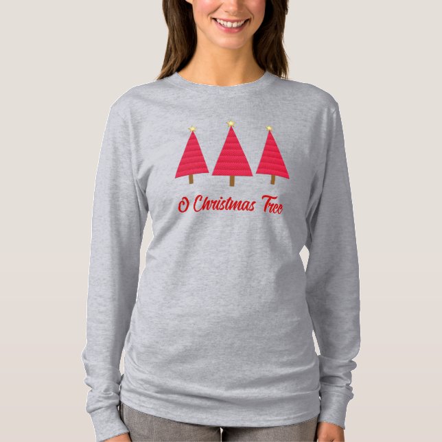 T-shirt Arbre de Noël moderne profond rouge damé (Devant)