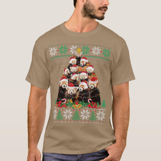 T-shirt Arbre de Noël Panda Rouge Santa Hait Lumières Vila