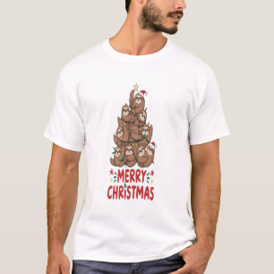 T-shirt Arbre de Noël Paresseux Joyeuses Fêtes