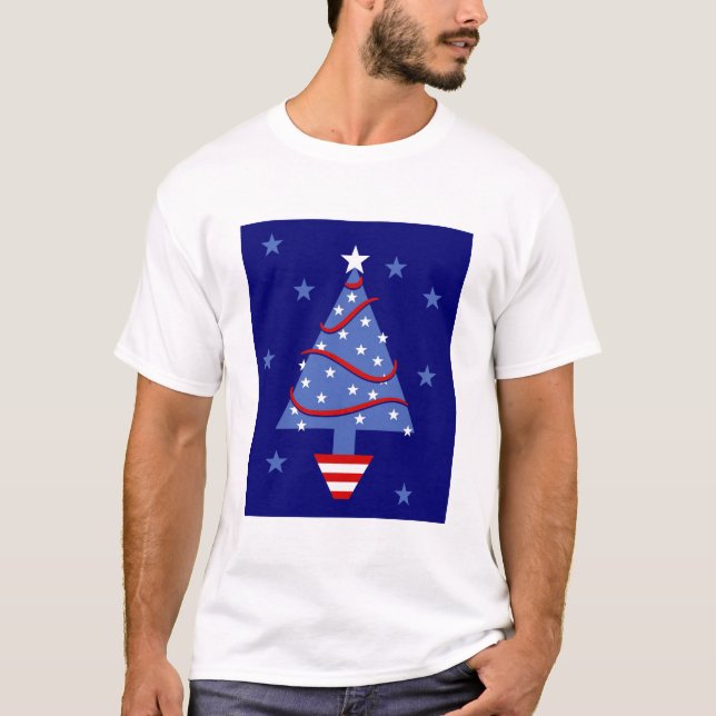 T-shirt Arbre de Noël patriotique (Devant)