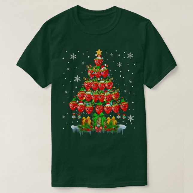 T-shirt Arbre de Noël Père Noël Fraises Xmas Léger Vegan (Design devant)