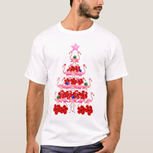 T-shirt Arbre de Noël Père Noël Pink Flamant rose