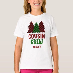 T-shirt Arbre de Noël Plaid de l'équipe de cousine personn