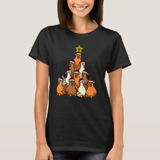 T-shirt Arbre de Noël Poulet Animaux de Noël Mignons