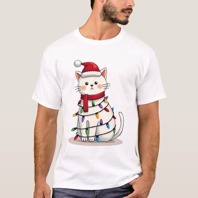 T-shirt Arbre de Noël pour chat Noël (4) (Devant)