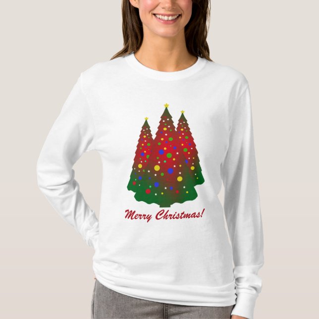 T-shirt Arbre de Noël rouge et vert (Devant)