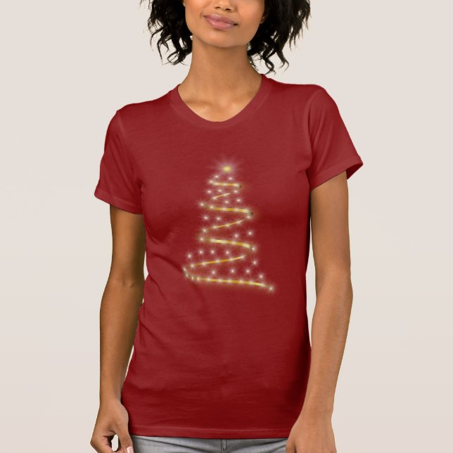 T-shirt Arbre de Noël rougeoyant d'or (Devant)
