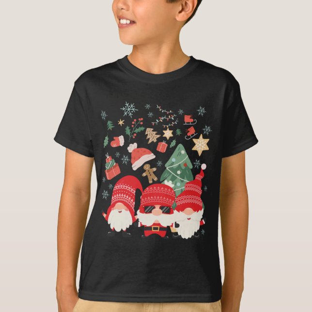 T-shirt Arbre de Noël Santa Hat Funny Gnomes Père Noël Xma (Devant)