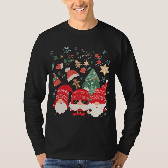 T-shirt Arbre de Noël Santa Hat Funny Gnomes Père Noël Xma (Devant)