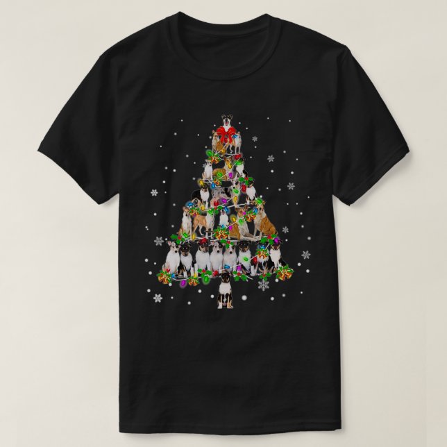 T-shirt Arbre de Noël Smolie Collie chien Xmas Tree Light  (Design devant)