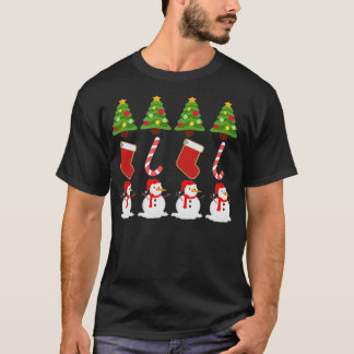 T-shirt Arbre de Noël Stuffes Sucres de canne Snowman Prin