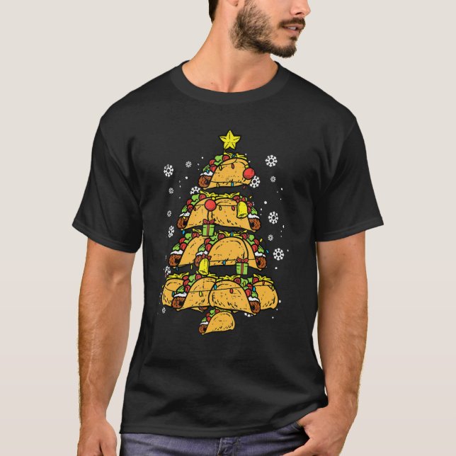 T-shirt Arbre de Noël Taco Pajamas Pjs Nourriture mexicain (Devant)