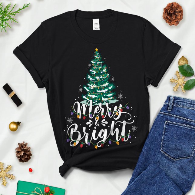 T-shirt Arbre de Noël, Thé de Noël, Joyeux et lumineux (Créateur téléchargé)