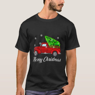T-shirt Arbre de Noël vintage Arbre Rouge Camion Retro Far