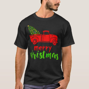 T-shirt Arbre de Noël Vintage avec backgrou de camion clas