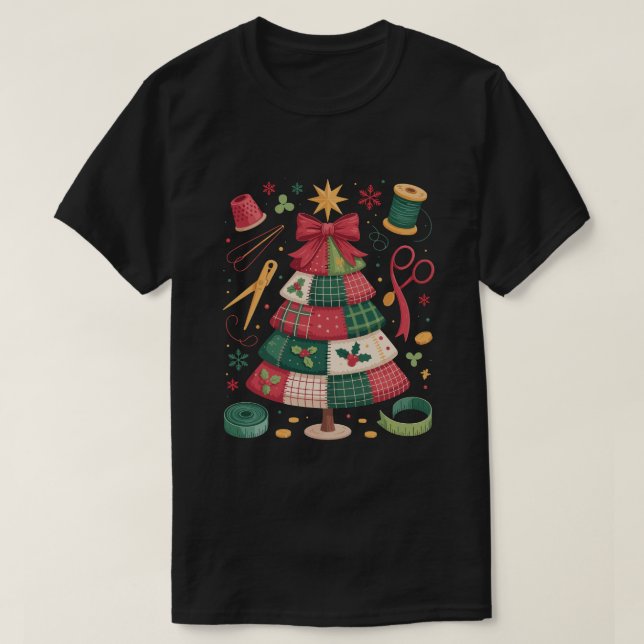 T-shirt Arbre de patchwork de Noël Couture Quilter Xmas (Design devant)