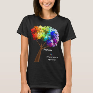 T-shirt Arbre de puzzle d'arc-en-ciel de sensibilisation
