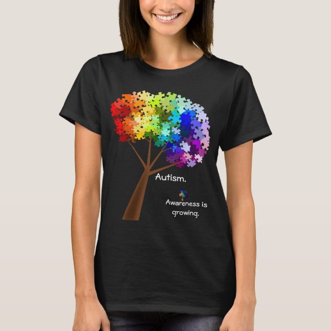 T-shirt Arbre de puzzle d'arc-en-ciel de sensibilisation (Devant)