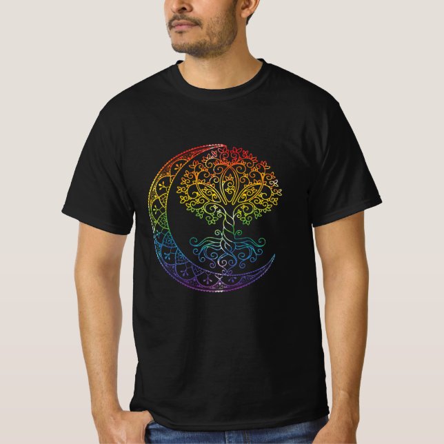 T-shirt Arbre de vie Cresent Moon Phases Mandala Yoga Cade (Devant)