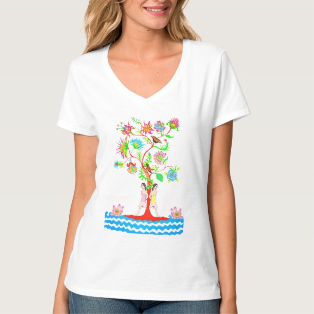 T-shirt Arbre de vie. La flore et la faune (Devant)