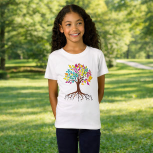 T-Shirt Arbre de Vie vibrant : Racines et feuilles colorée