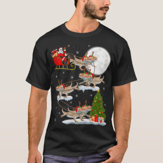 T-shirt Arbre d'éclairage de Noël Père Noël équitation Dra
