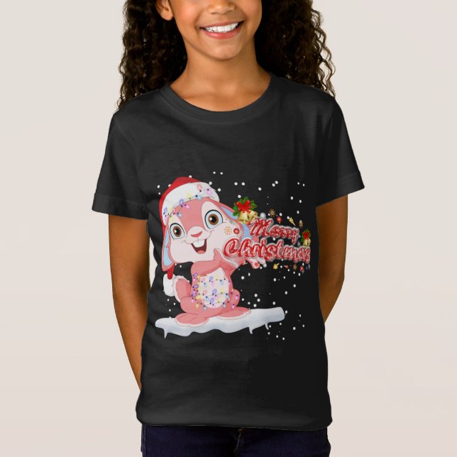 T-Shirt Arbre d'éclairage Noël Lapin Lapin Lapin Lapin Lap (Devant)