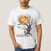 T-Shirt Arbre d'Halloween et Citrouille Jack-o'-La