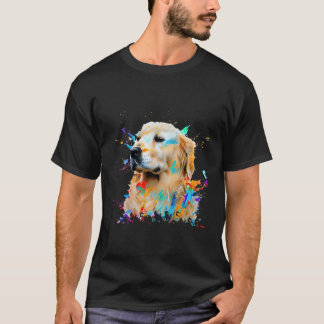 T-shirt Arbre doré Peinture Chien Abstrait coloré