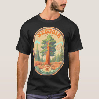 T-shirt Arbre du parc national Sequoia Illustration Randon