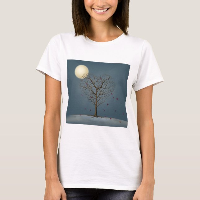 T-shirt Arbre en forme de coeur mélancolique sous la Plein (Devant)