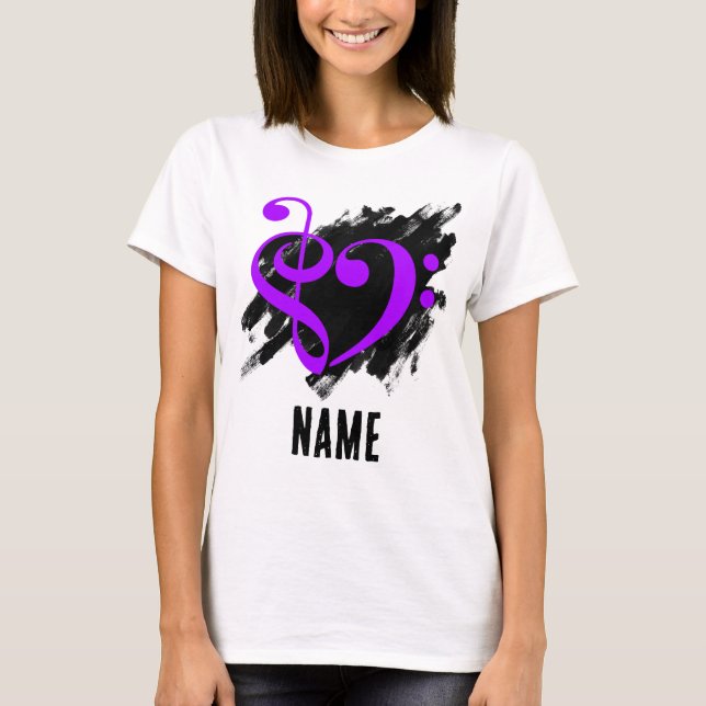 T-shirt Arbre et Basse Clef Coeur pourpre personnalisable (Devant)