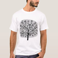 Arbre Fleur Stylisé - Gris Clair