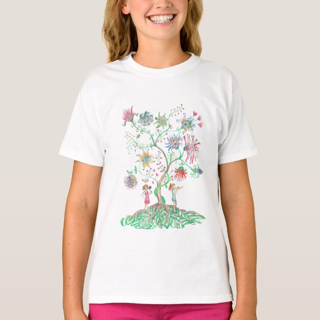 T-shirt Arbre floral fantaisiste  (Devant)