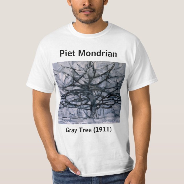 T-shirt Arbre gris Abstrait Piet Mondrian (Devant)