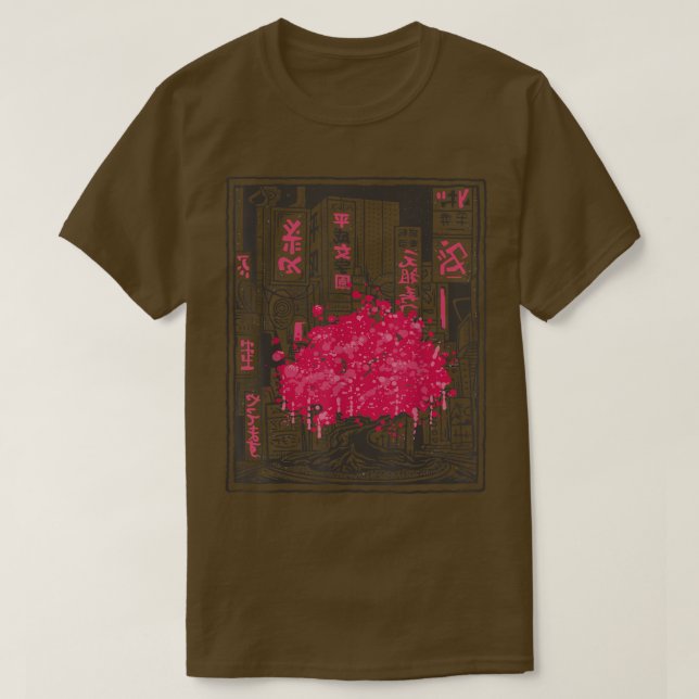 T-shirt Arbre japonais en fleurs de cerisier Ville Sakura  (Design devant)