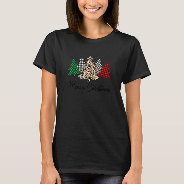T-shirt Arbre Joyeux Noël Empreinte de léopard Buffalo Pla (Devant)